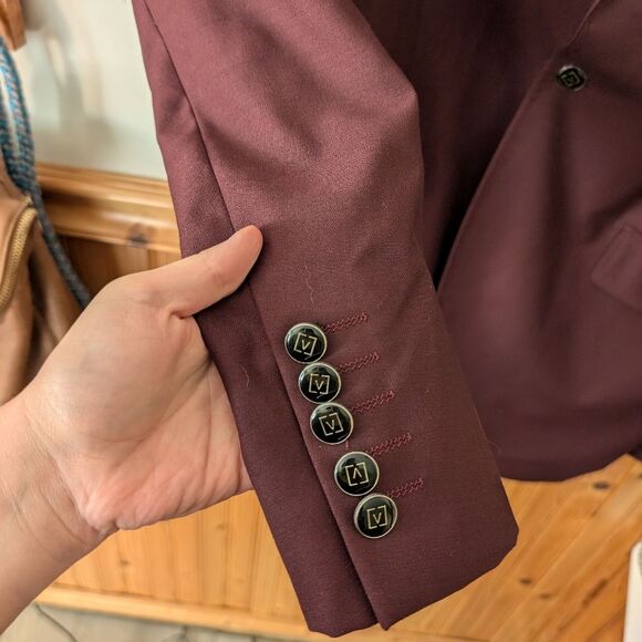 Sergio Valentino Burgundy Maroon Blazer Suit Jacket Size 48L - Picture 2 of 11